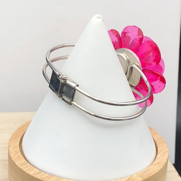 Hot Pink Flower Bracelet Faceted Transparent Acrylic Lucite Rose Crystal Clamper - Picture 7 of 10